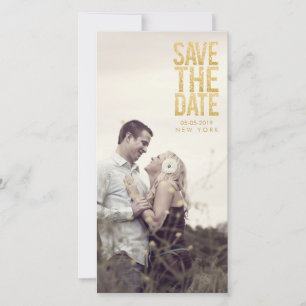 GoldGlitter-Save the Date Typografie-Foto-Karten Save The Date