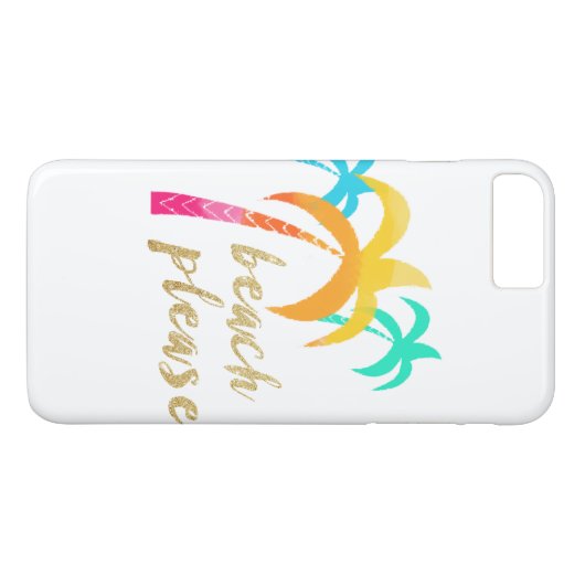 GoldGlitter "Strand bitte" mit bunten Palmen Case-Mate iPhone Hülle (Rückseite (Horizontal))