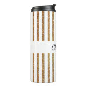 GoldGlittery gestreifte kundenspezifische Thermosbecher (Nach links gedreht)