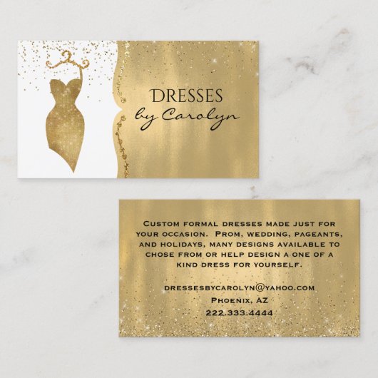 GoldGlittery Kleidernäherin-Visitenkarte Visitenkarte (Vorne/Hinten)