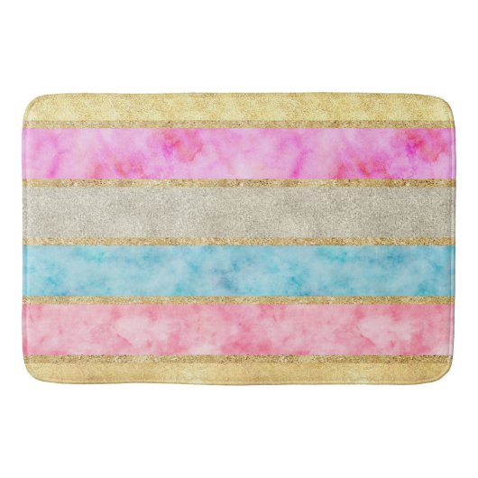 Goldglitz-Aquarell-Streifen Badematte (Vorderseite)
