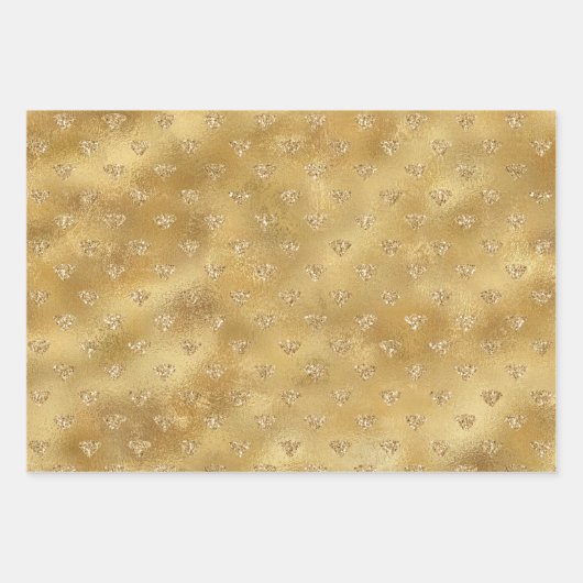 Goldglitz-Glitzer-Diamanten Geschenkpapier Set (Vorderseite 3)