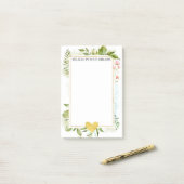 Goldglitz-Herz mit Blumen und Blätter Post-it Klebezettel (Auf Schreibtisch)