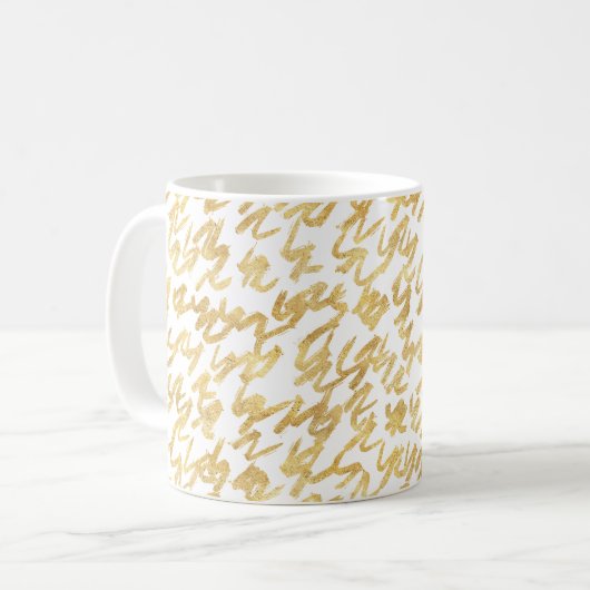 GoldGlitzabstrakte Squiggles Kaffeetasse (Vorderseite Links)