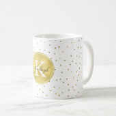 GoldGlitzConfetti punktiert Monogramm Kaffeetasse (VorderseiteRechts)