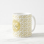 GoldGlitzConfetti punktiert Monogramm Kaffeetasse (VorderseiteRechts)