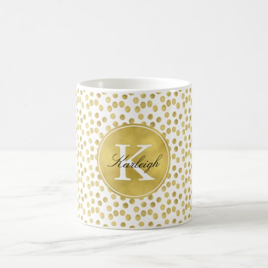 GoldGlitzConfetti punktiert Monogramm Kaffeetasse (Mittel)