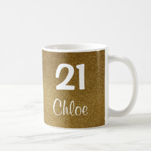 GoldGlitzer-21. Geburtstags-Tasse (kundengerecht) Kaffeetasse