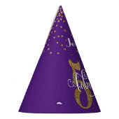 GoldGlitzer 50 u. fabelhafte Typografie auf Lila Partyhütchen (Links)