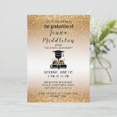 GoldGlitzer-Abschluss Einladung (Stehend Vorderseite)