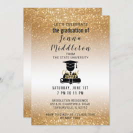 GoldGlitzer-Abschluss Einladung