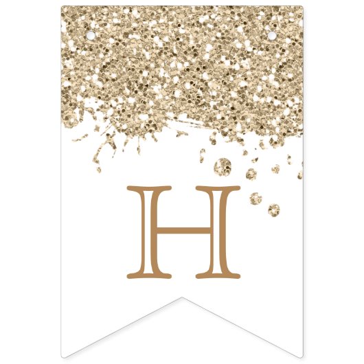 GoldGlitzer-alles- Gute zum Wimpelkette (Dritte Fahne)