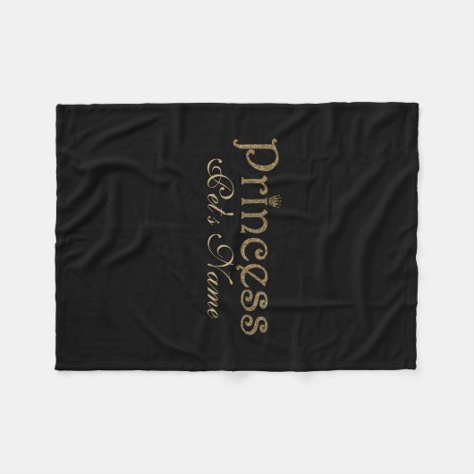 GoldGlitzer auf schwarzer personalisierter Fleecedecke (Vorderseite (Horizontal))