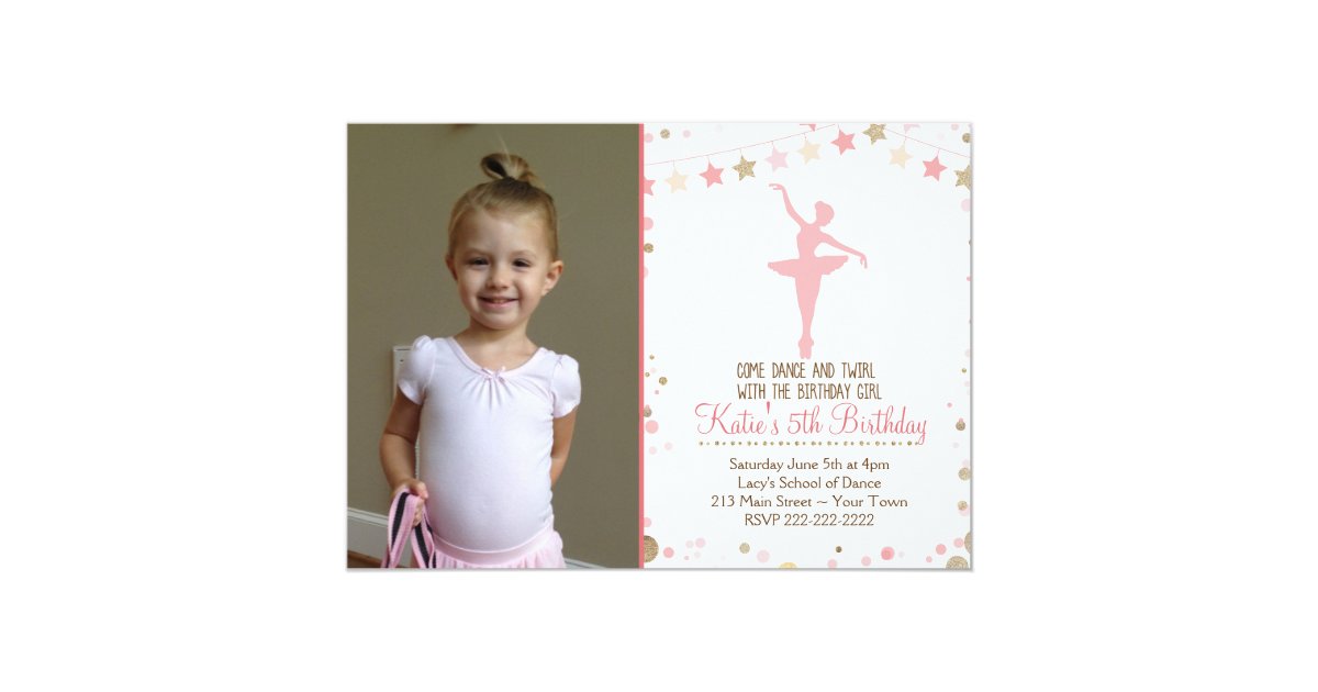 Einladungskarten Geburtstag Tanzen GoldGlitzer-Ballett-Tanz-Geburtstags-Einladung Einladung | Zazzle.de