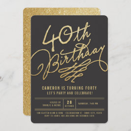 GoldGlitzer-bezaubernder Erwachsen-laden 40. Einladung