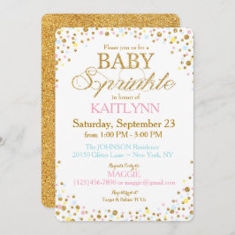 GoldGlitzer-blaues rosa Gelb besprühen Baby-Dusche Einladung