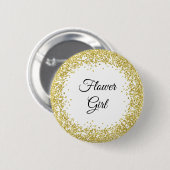 GoldGlitzer. Blumenmädchen Button (Vorne & Hinten)