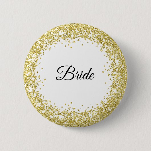 GoldGlitzer. Braut Button (Vorderseite)