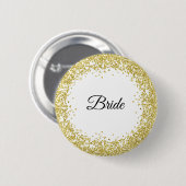 GoldGlitzer. Braut Button (Vorne & Hinten)