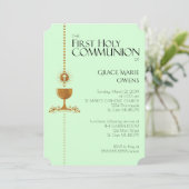 GoldGlitzer Chalis erste Kommunions-Einladung Einladung (Stehend Vorderseite)