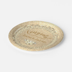 GoldGlitzer-Diamant-Verlobungs-Party Pappteller