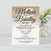 GoldGlitzer-Glitzern-weißes Hochzeits-Menü Menükarte (Stehend Vorderseite)