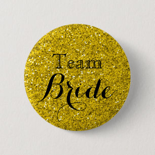 GoldGlitzer-Imitat-Folien-Hochzeits-Team-Braut Button