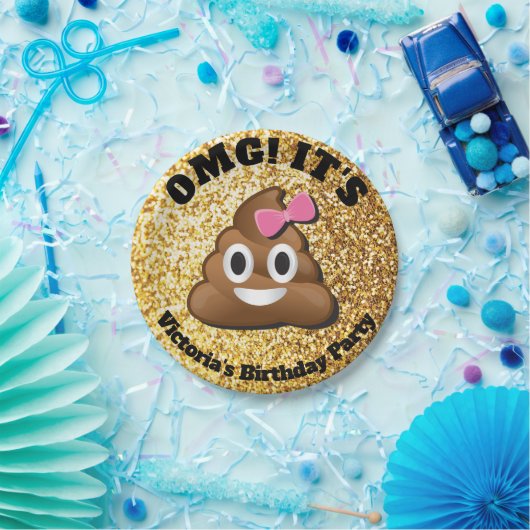 GoldGlitzer kacken Emoji Mädchen-Papier-Teller Pappteller (Party)