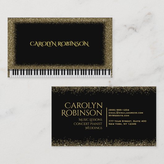 GoldGlitzer-Klavier Visitenkarte (Vorne/Hinten)