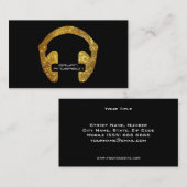 GoldGlitzer-Kopfhörer DJ-Geschäfts-Karte Visitenkarte (Vorne/Hinten)
