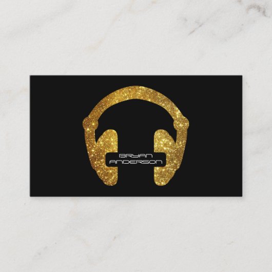 GoldGlitzer-Kopfhörer DJ-Geschäfts-Karte Visitenkarte (Vorderseite)