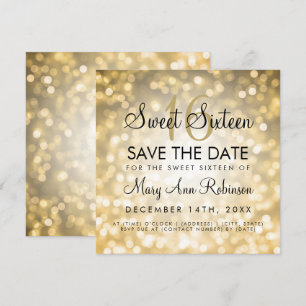 GoldGlitzer-Lichter des Bonbon-16 Save the Date Einladung
