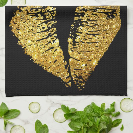 GoldGlitzer-Lippen #2 Geschirrtuch (Gefaltet)