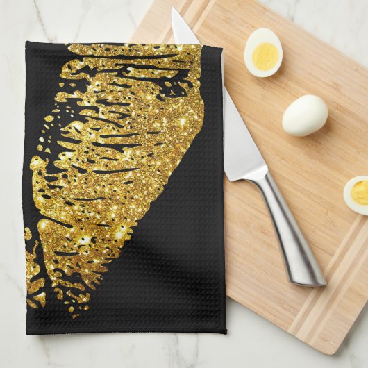 GoldGlitzer-Lippen #2 Geschirrtuch (Viertel Falte)
