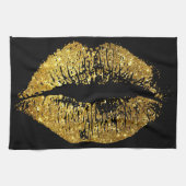 GoldGlitzer-Lippen #2 Geschirrtuch (Horizontal)
