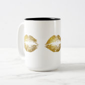 GoldGlitzer-Lippen #2 Zweifarbige Tasse (Vorderseite Links)