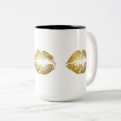 GoldGlitzer-Lippen #2 Zweifarbige Tasse (VorderseiteRechts)