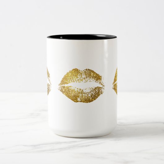 GoldGlitzer-Lippen #2 Zweifarbige Tasse (Mittel)