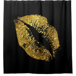 GoldGlitzer-Lippen #4 Duschvorhang
