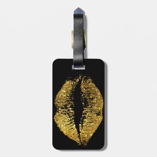 GoldGlitzer-Lippen Gepäckanhänger (Rückseite vertikal)