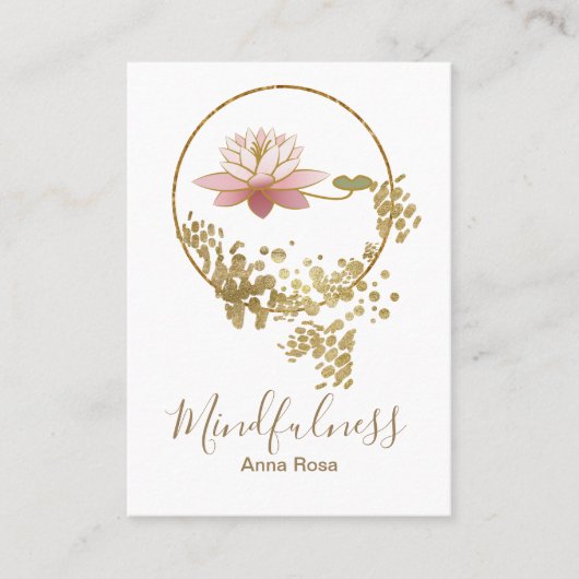 *~* GoldGlitzer-Lotos-Meditationmindfulness-Yoga Visitenkarte (Vorderseite)