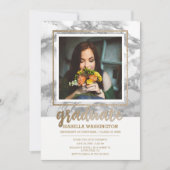 GoldGlitzer-Marmor-Skript-Foto-Abschluss-Party Einladung (Vorderseite)