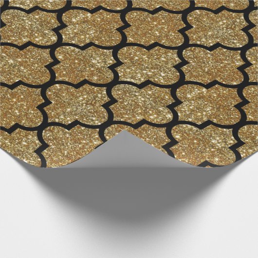 GoldGlitzer-Marokkaner Quatrefoil Muster Geschenkpapier (Ecke)