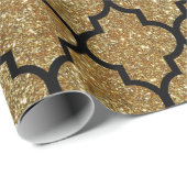 GoldGlitzer-Marokkaner Quatrefoil Muster Geschenkpapier (Rolleneckpunkt)