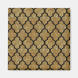 GoldGlitzer-Marokkaner Quatrefoil Muster Magnet
