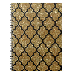 GoldGlitzer-Marokkaner Quatrefoil Muster Notizblock