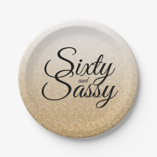 GoldGlitzer Ombre 60 und Sassy 60. Geburtstag Pappteller