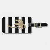 GoldGlitzer-Palme-schwarzer/weißer Gepäck-Umbau Gepäckanhänger (Vorderseite horizontal)