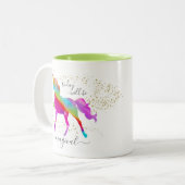 GoldGlitzer-RegenbogenUnicorn heute ist- magisch Zweifarbige Tasse (Vorderseite Links)