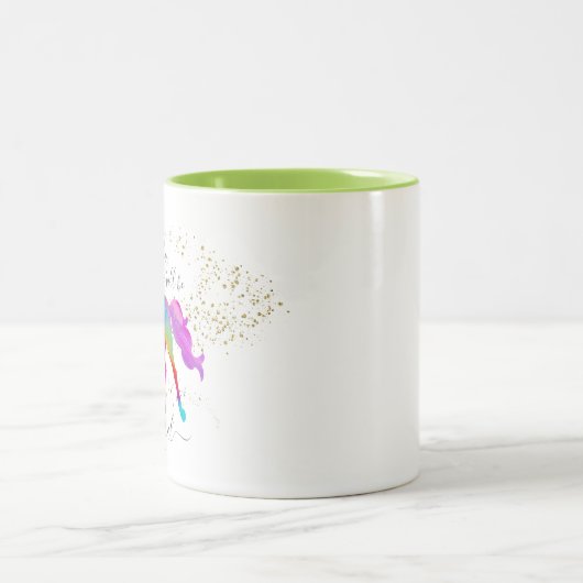 GoldGlitzer-RegenbogenUnicorn heute ist- magisch Zweifarbige Tasse (Mittel)